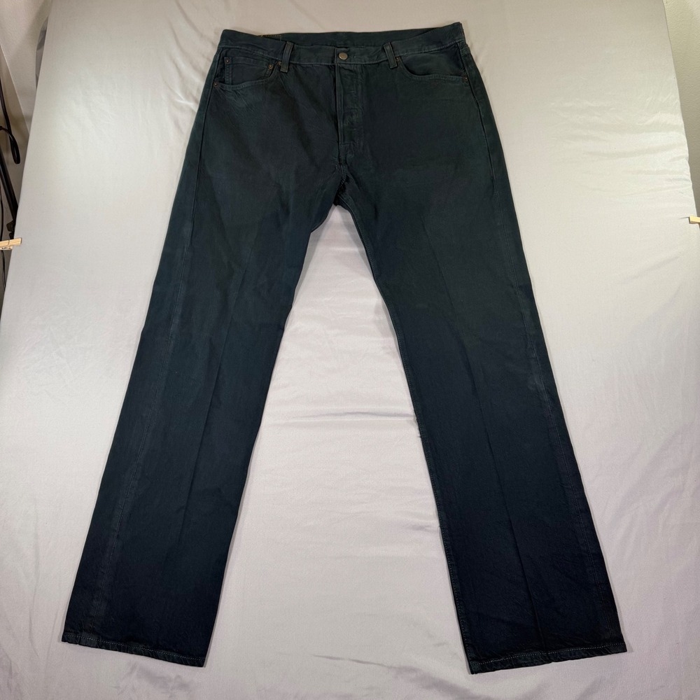 Levi 501 Jeans Mens 36x32 Dark Teal Green Straight Leg Button Fly 90s Y2K Grunge